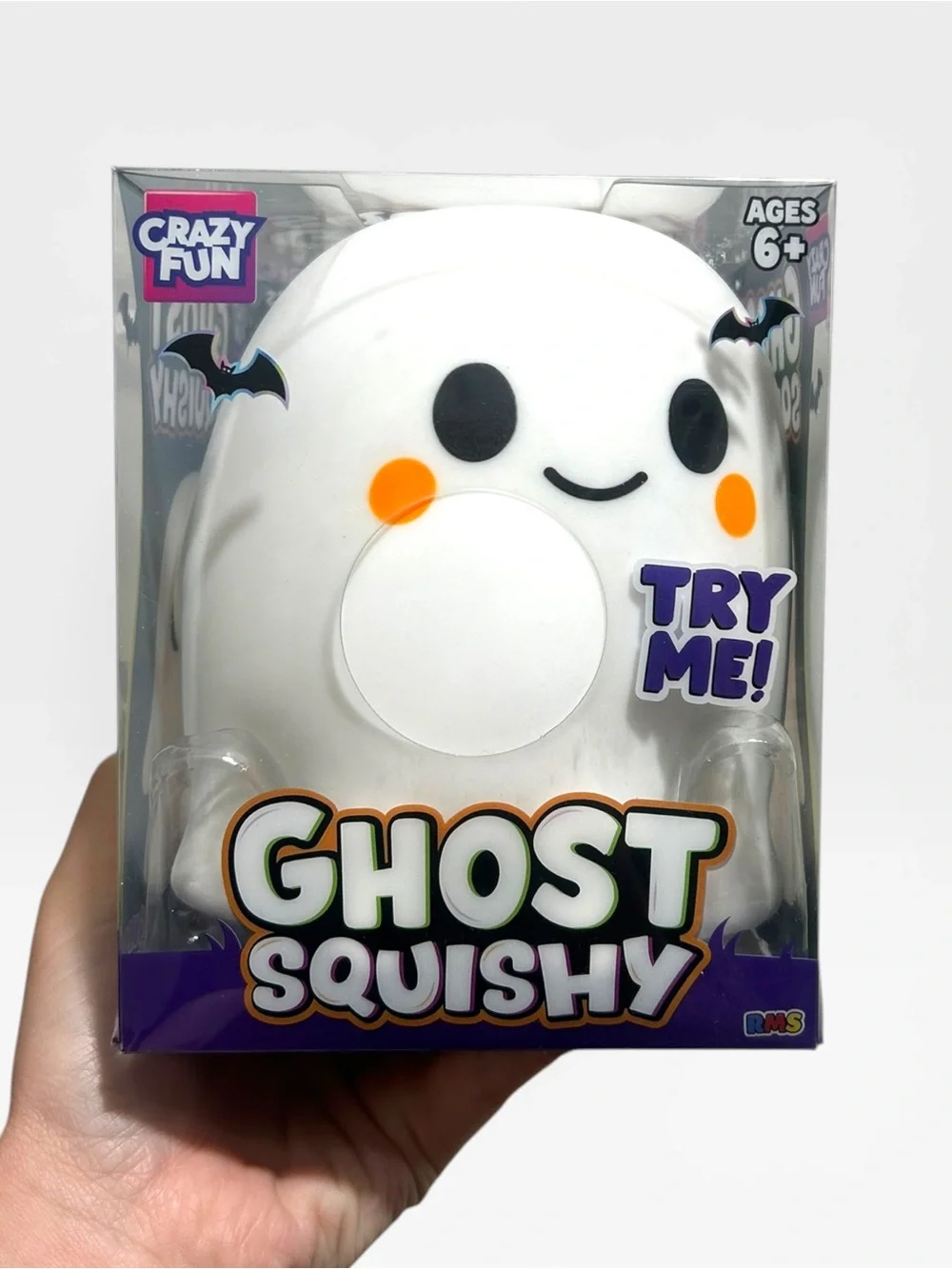RMS Crazy Fun Ghost Squishy Squeeze Toy Fidget Halloween Sensory Rare NWT